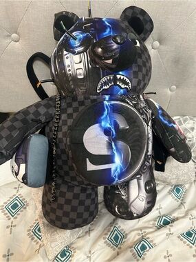 Sprayground Cyborg Roboandroid Terminator Moneybear Backpack in black.